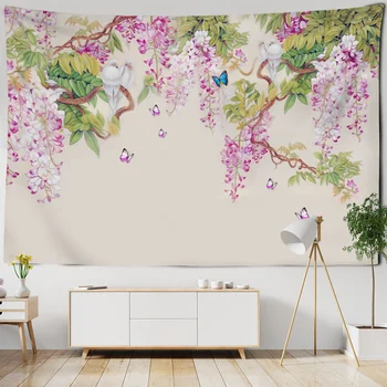 Стенен гоблен с флорални мотиви, гоблени с пеперуди, илюстрация за домашен интериор, гоблен на стената, за да спални, всекидневна
