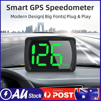 Универсален автомобилен HUD дисплей Скоростомер, GPS 2,8-инчов Цифров скоростомер с едър шрифт, часовници-манометър за Автомобилни аксесоари