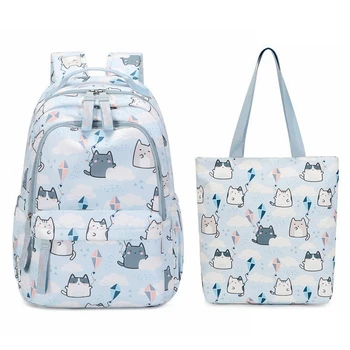 Училищни чанти за момичета, училищен раница и чанта с хубав принтом котка, детска раница Kawaii Back To School 2023 Mochila Escolar
