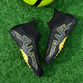 Футболни обувки с висок берцем, мъжки футболни обувки с изкуствена трева TF / FG, Високи чорапи до глезена, Детски котки, футболни обувки на открито, обувки-обувки