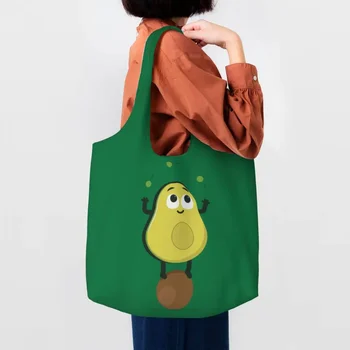 Холщовые чанти за пазаруване Авокадо Juggler, женски здрави торбички за пазаруване на хранителни стоки, плодове, веганских за пазаруване, чанта за снимки