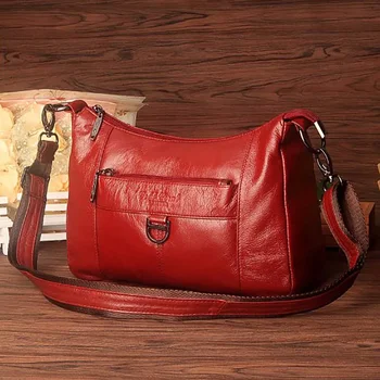 Чанта През Рамо От Естествена Кожа Прашка За Жени Пазаруване Реколта Мода От Естествена Телешка Кожа За Дамски Чанти-Незабавни Посланици