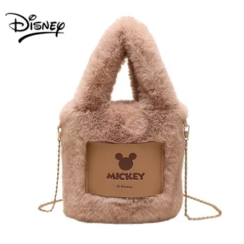 Чантата Disney с Мики Маус, плюшени дамски чанти за ръце, дизайнерска луксозна марка чанта през рамо, стилна и скъпа дамска чанта през рамо за жени