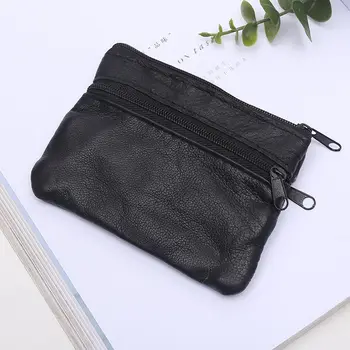 Черен бизнес малка реколта модерна чанта за съхранение, изкуствена кожа, кутия за слушалките, мъжки портфейл за монети.
