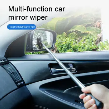 Чистачка за задно виждане на автомобила Телескопична пречистване на скрепер за автоматично огледало с дръжка с дължина 98 см Инструмент за почистване на автомобила Средство за почистване на огледално стъкло от замъгляване