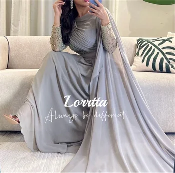 Шифоновое вечерна рокля Lorrtta трапецовидна форма, с луксозни кристали от Саудитска Арабия дължина до пода с черепашьим деколте, бална рокля за жените, вечерни рокли